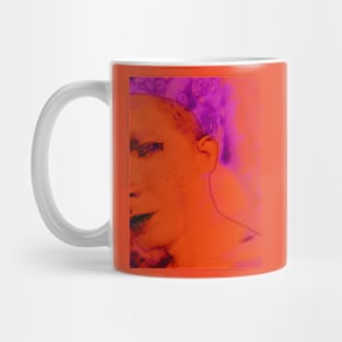 Portrait, digital collage and special processing. Face glimpse.Very beautiful guy. Very soft. Warm orange and violet. Mesmerizing. Mug